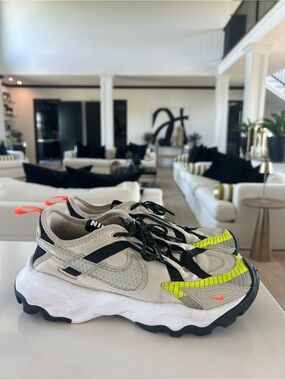 Nike Beige and Neon Yellow Chunky Sneakers